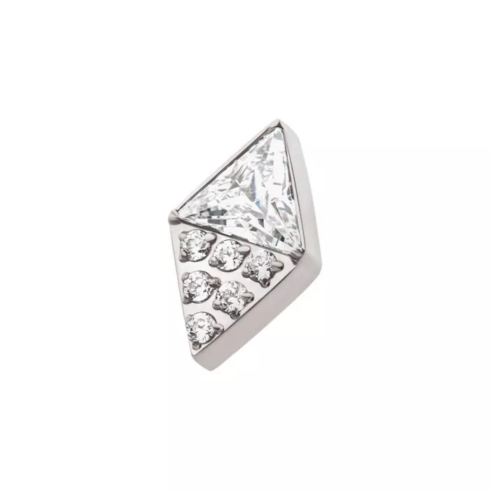 Titanium Threadless Triangle & Round CZ Kite Shape Top - Image 2