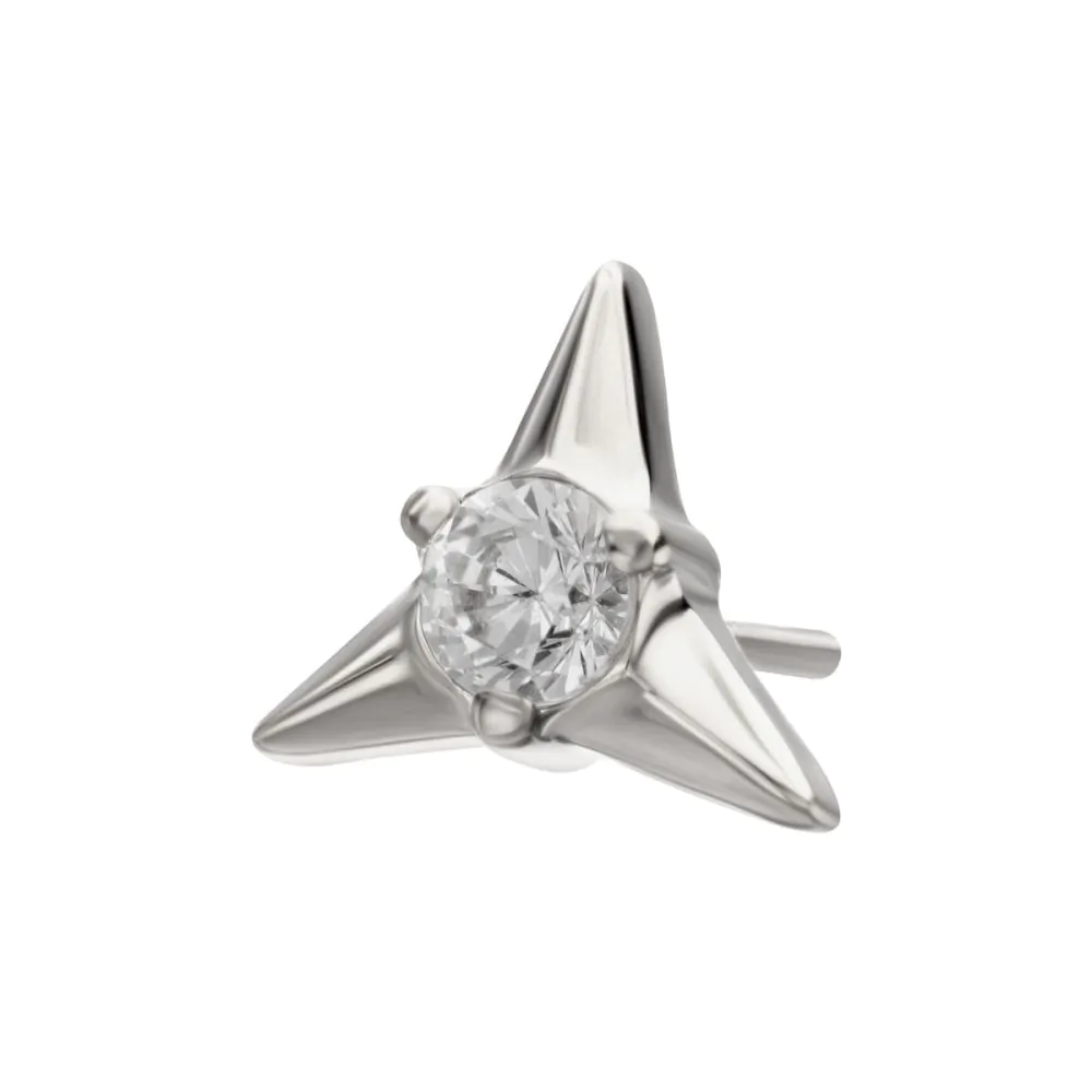 Titanium Threadless Triangle Shape Top with Prong Set Gem - Image 3