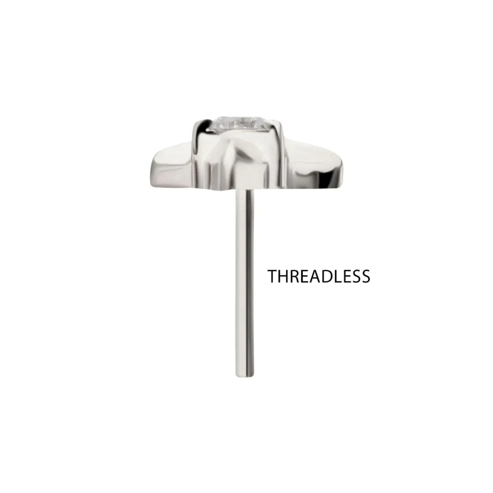 Titanium Threadless Triangle Shape Top with Prong Set Gem - Image 4