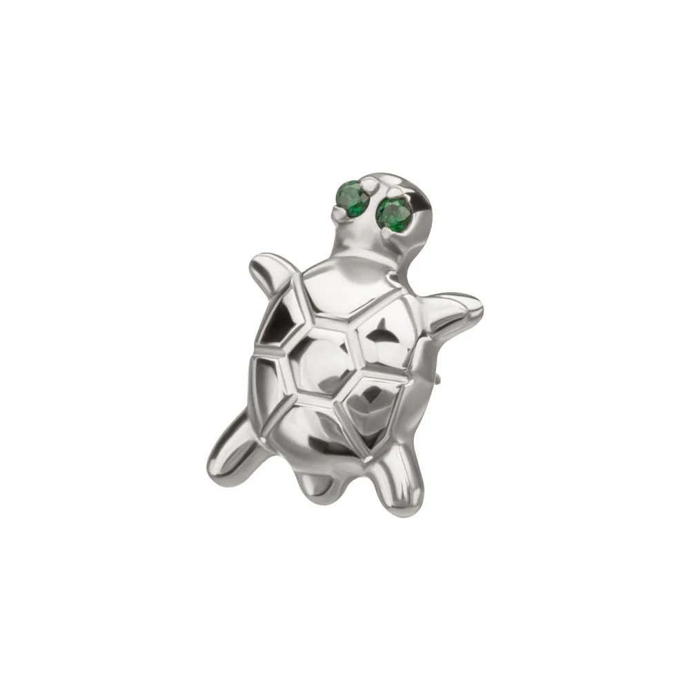 Titanium Threadless Turtle Top with Prong Set CZ Gem Eyes - Image 3