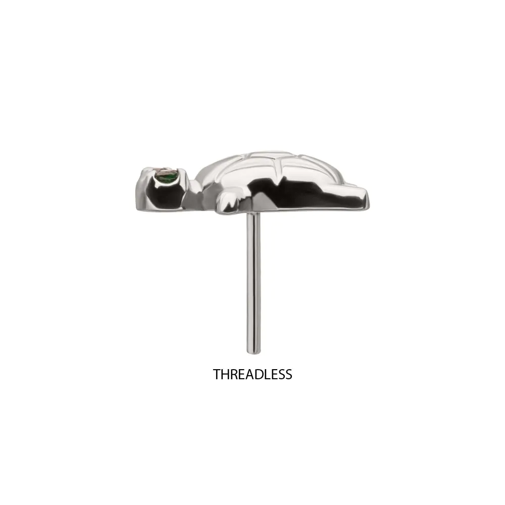 Titanium Threadless Turtle Top with Prong Set CZ Gem Eyes - Image 4