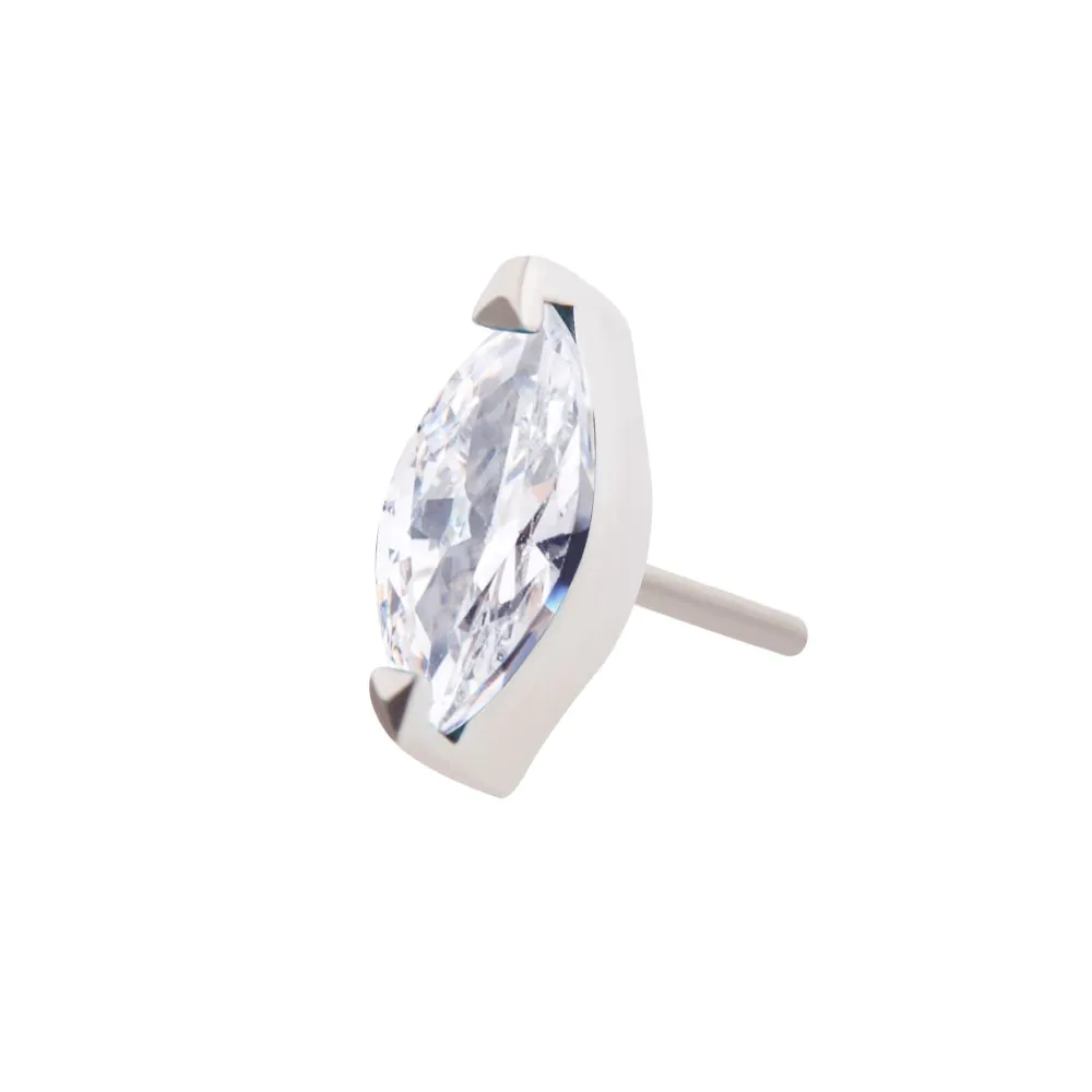 Titanium Threadless with 2-Prong 5mm Marquise CZ Top - Image 4