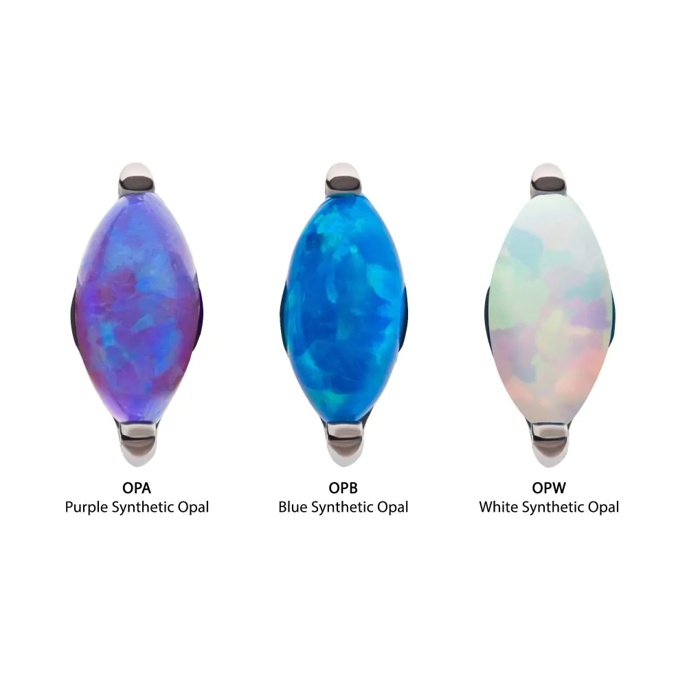 Titanium Threadless with 2-Prong Marquise Opal Top - Image 3