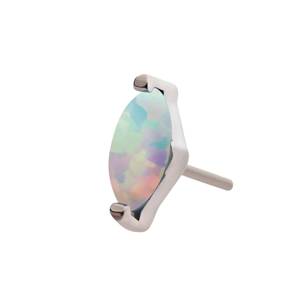 Titanium Threadless with 2-Prong Marquise Opal Top - Image 4