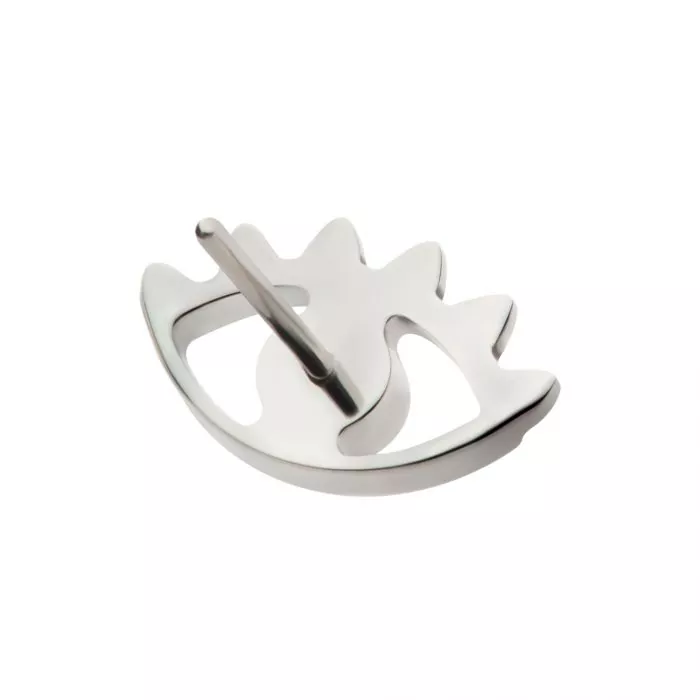 Titanium Threadless with 2mm Bezel Set Round CZ Gem Evil Eye Top - Image 3
