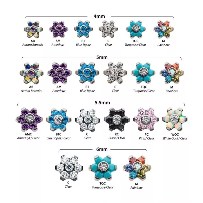 Titanium Threadless with Prong Set 7 CZ Flower Top - Image 3