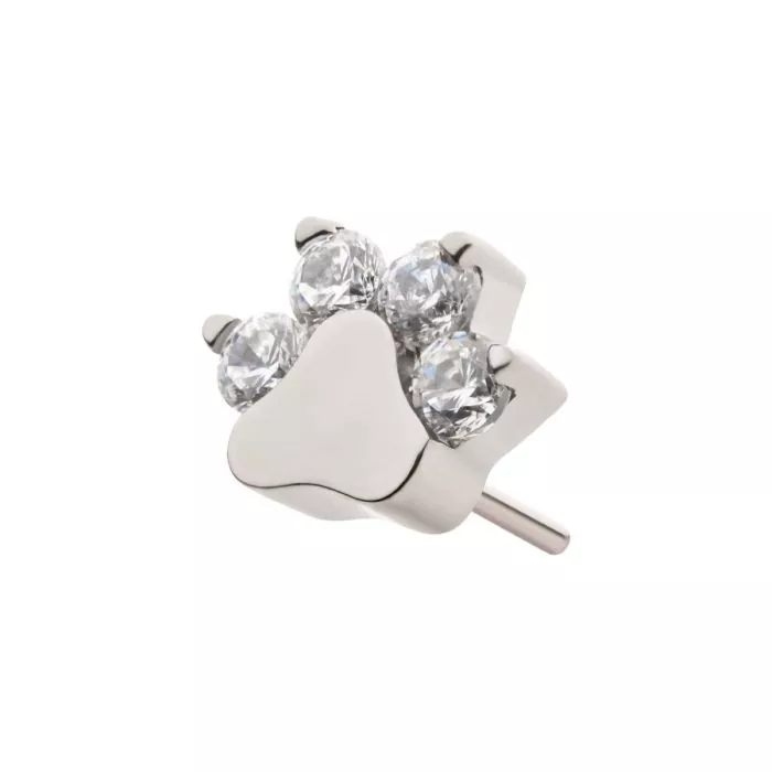 Titanium Threadless with Prong Set CZ 4-Cluster Paw Top - Image 3