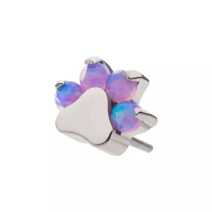 Titanium Threadless with Prong Set Opal 4-Cluster Paw Top - Image 3