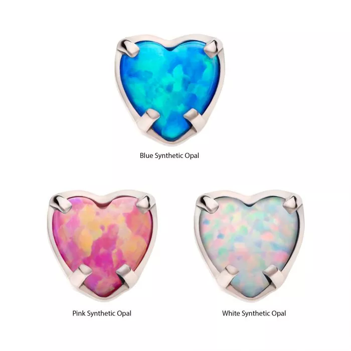 Titanium Threadless with Prong Set Opal Heart Top - Image 2