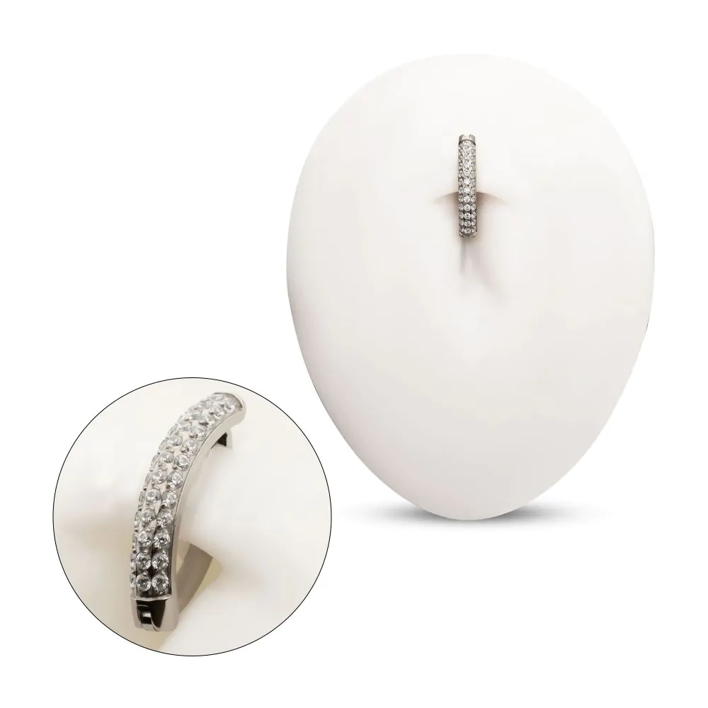 Titanium Triple Row Pave Gem Navel Clicker - Image 2
