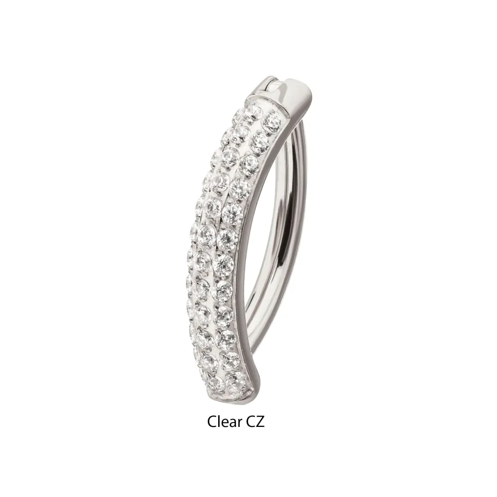 Titanium Triple Row Pave Gem Navel Clicker - Image 3