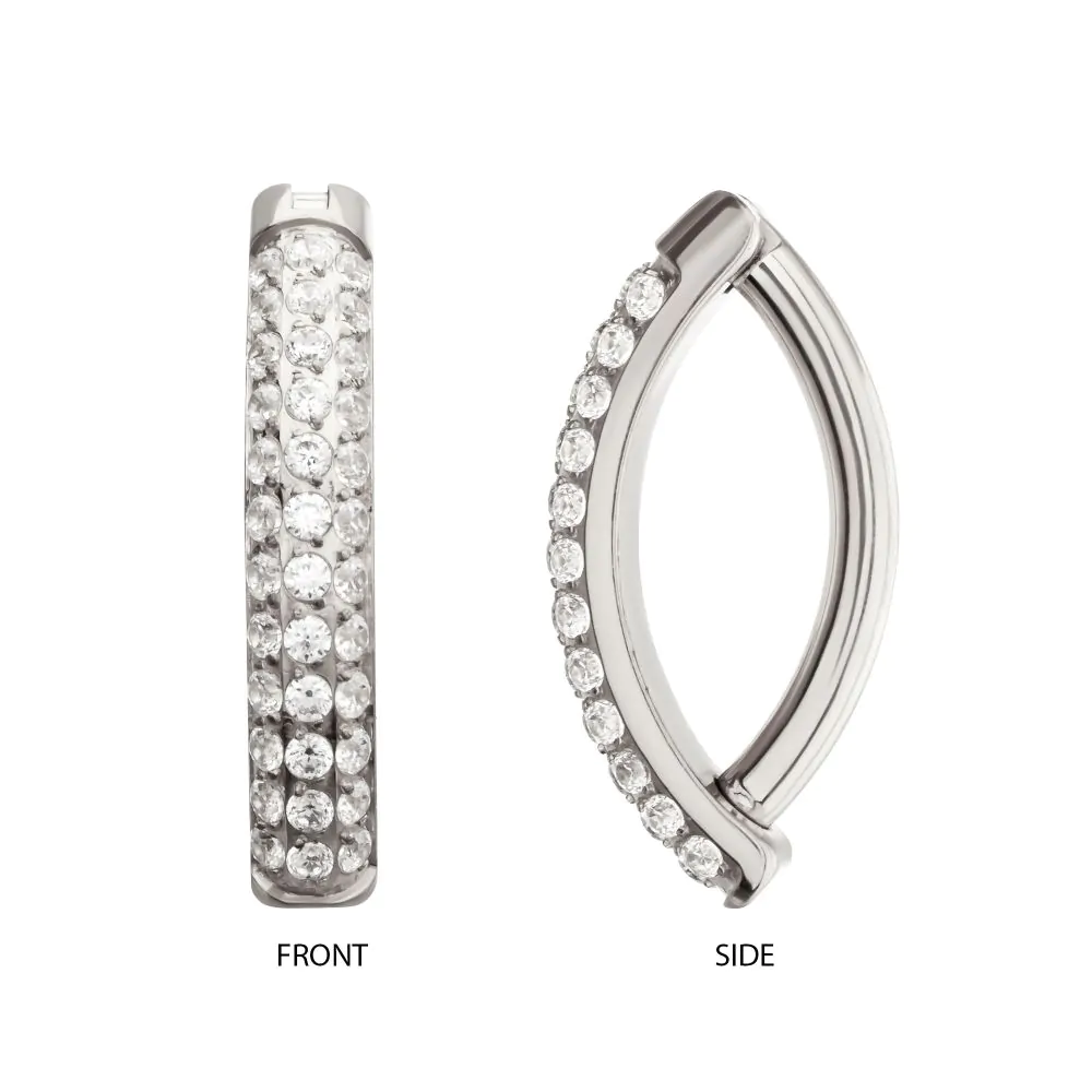 Titanium Triple Row Pave Gem Navel Clicker - Image 4