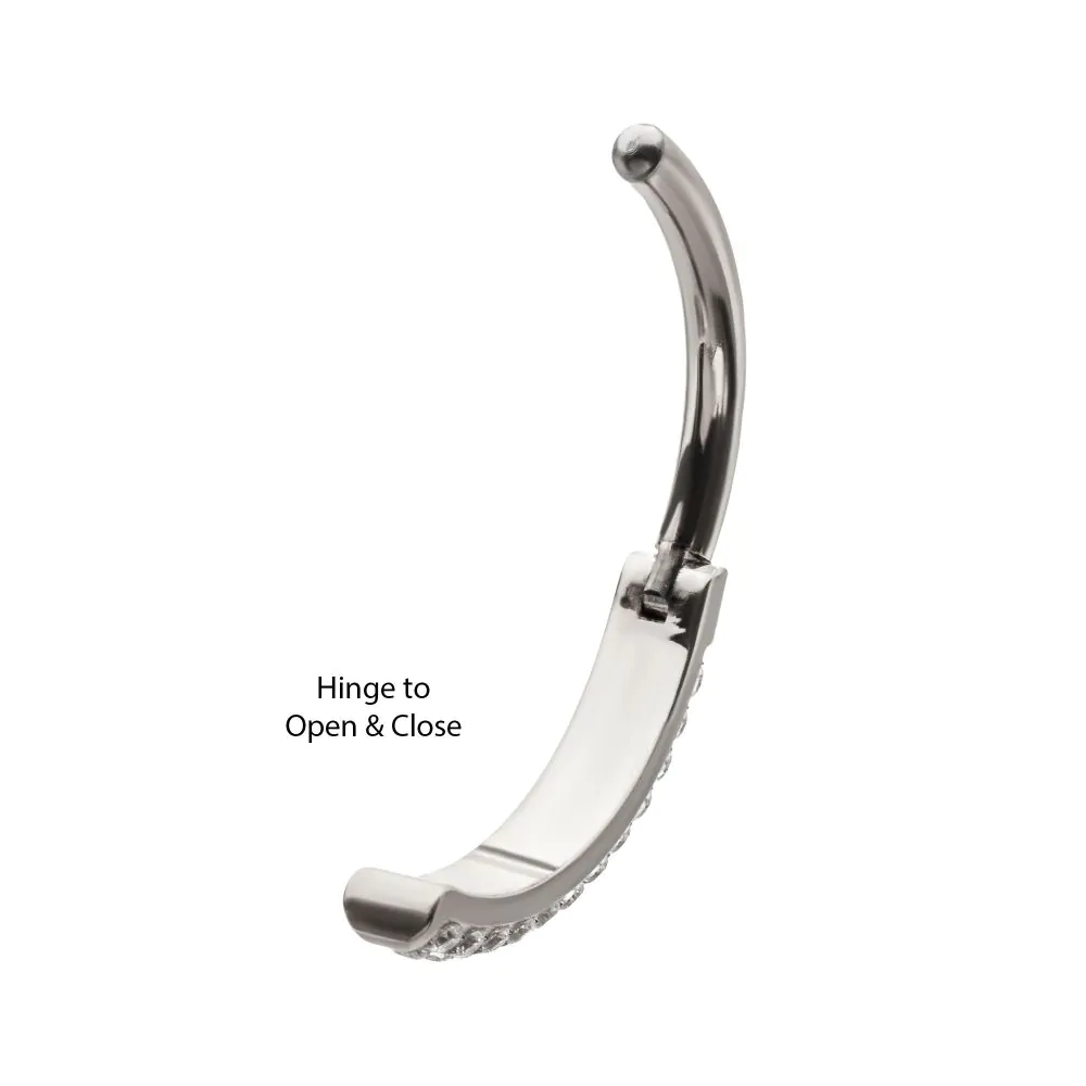 Titanium Triple Row Pave Gem Navel Clicker - Image 5
