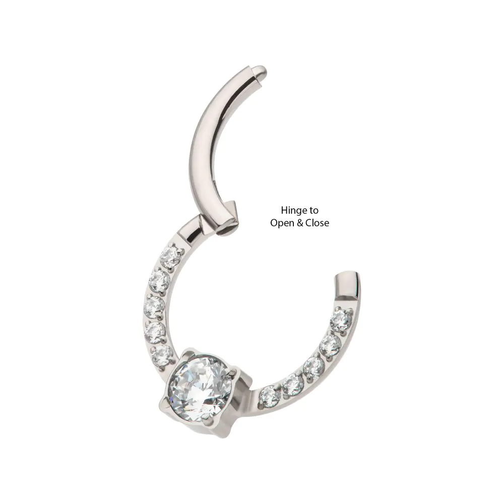 Titanium with 1mm CNC Set Full Clear CZ & Big Round CZ Front Facing Hinged Segment Clicker - Image 5
