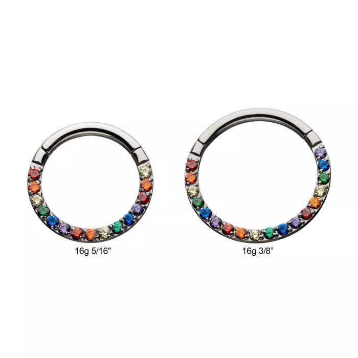 Titanium with Front Full Clear Eternity Gem Hinged Segment Clicker - Image 3
